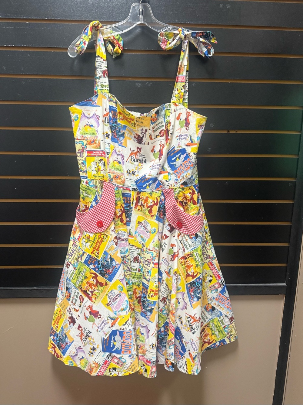 Button Button Disney Print Tie Strap Dress Retro Style Large